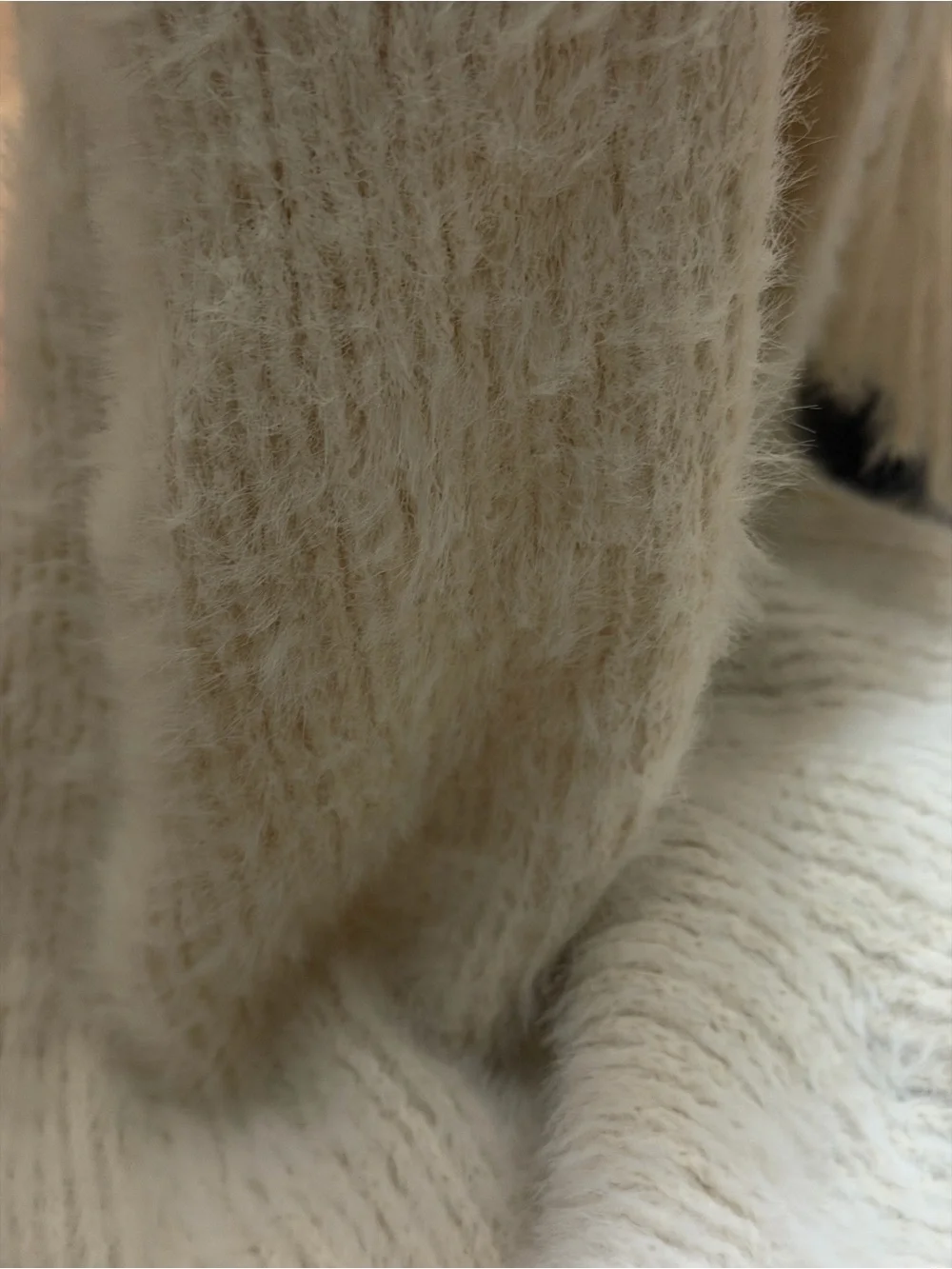 Free People Winter Chill Soft Fuzzy Fringe Blanket Scarf 80x32”  Beige
